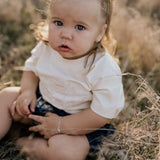"Monica" Denim Baby Bloomers With Check Tie-Little Windmill Clothing Co