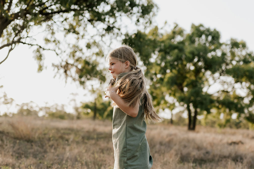 "Kathy" Girls Khaki Polo Dress-Little Windmill Clothing Co