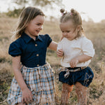 "Arizona" Dark Denim Check Swing Dress-Little Windmill Clothing Co