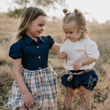 "Arizona" Dark Denim Check Swing Dress-Little Windmill Clothing Co
