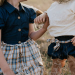 "Arizona" Dark Denim Check Swing Dress-Little Windmill Clothing Co