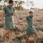 "Katherine" Semi Fitted Women's Khaki Polo Dress-Little Windmill Clothing Co
