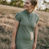 "Katherine" Semi Fitted Women's Khaki Polo Dress-Little Windmill Clothing Co