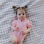 "Kiki Baby" Baby Pink Polo Romper-Little Windmill Clothing Co