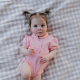 "Kiki Baby" Baby Pink Polo Romper-Little Windmill Clothing Co