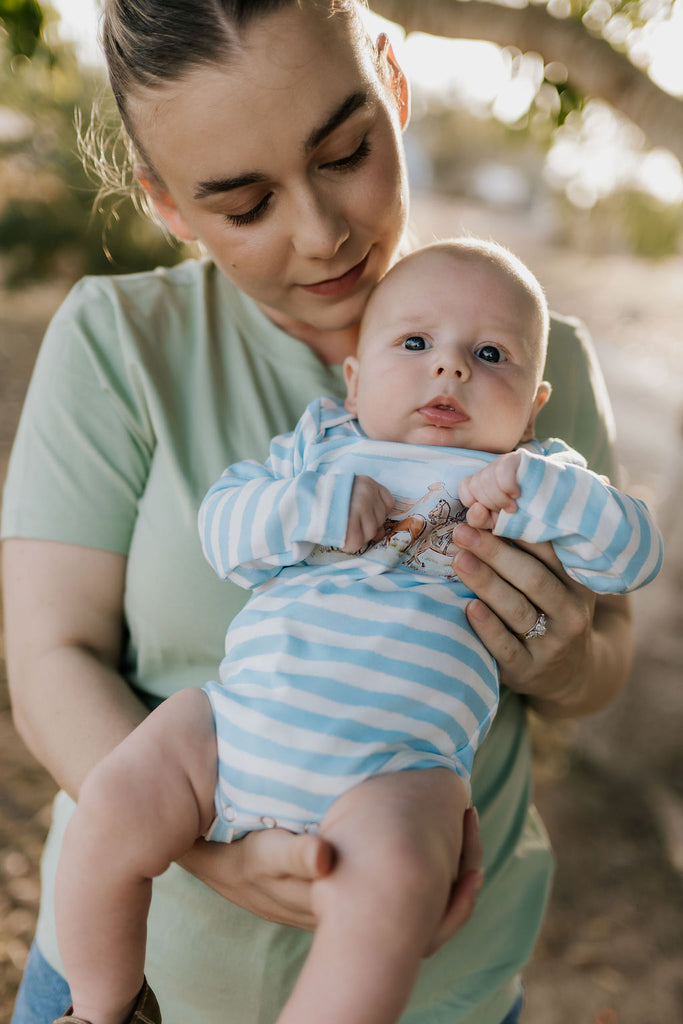"Colt" Blue Stripe Cotton Jumpsuit-Little Windmill Clothing Co