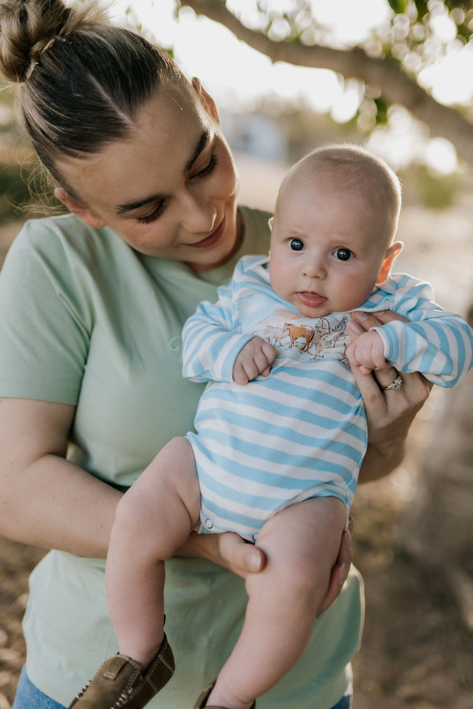 "Colt" Blue Stripe Cotton Jumpsuit-Little Windmill Clothing Co