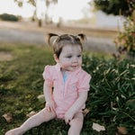 "Kiki Baby" Baby Pink Polo Romper-Little Windmill Clothing Co