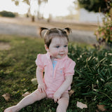 "Kiki Baby" Baby Pink Polo Romper-Little Windmill Clothing Co