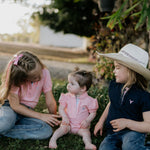 "Keira" Baby Pink Ruffle Polo-Little Windmill Clothing Co