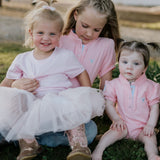 "Kiki Baby" Baby Pink Polo Romper-Little Windmill Clothing Co
