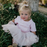 LIMITED EDITION Embroidered Tee - Kids - SOFT PINK-Little Windmill Clothing Co
