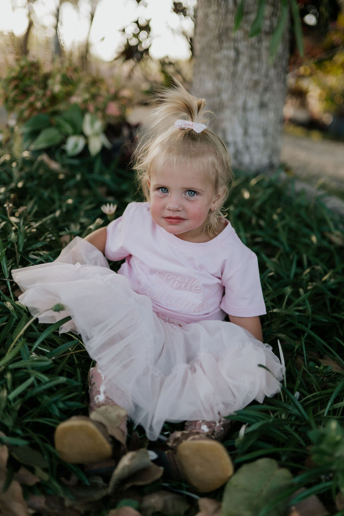 LIMITED EDITION Embroidered Tee - Kids - SOFT PINK-Little Windmill Clothing Co