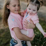 "Kiki Baby" Baby Pink Polo Romper-Little Windmill Clothing Co