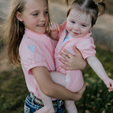 "Kiki Baby" Baby Pink Polo Romper-Little Windmill Clothing Co