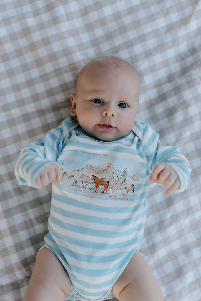 "Colt" Blue Stripe Cotton Jumpsuit-Little Windmill Clothing Co