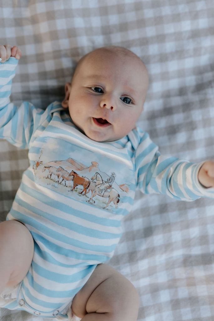 "Colt" Blue Stripe Cotton Jumpsuit-Little Windmill Clothing Co