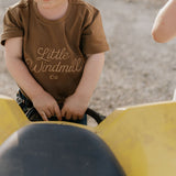 LIMITED EDITION Embroidered Tee - Kids - DUST BROWN-Little Windmill Clothing Co