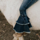 LW Dark Wash Bell Bottom Flare Jeans-Little Windmill Clothing Co