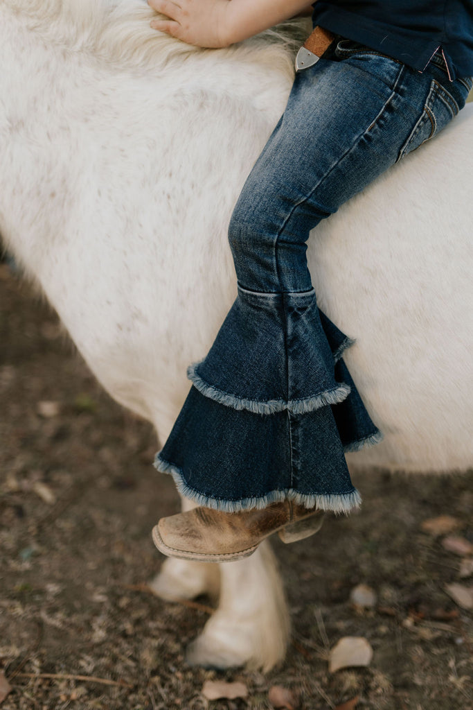 LW Dark Wash Bell Bottom Flare Jeans-Little Windmill Clothing Co