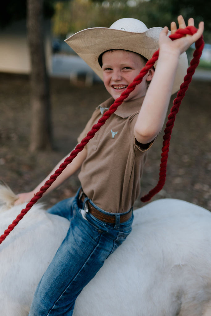 "Clayton" Caramel Boy's Polo-Little Windmill Clothing Co
