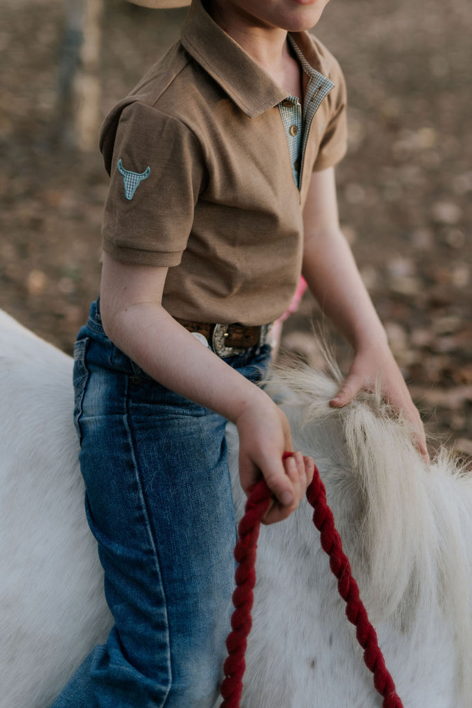 "Clayton" Caramel Boy's Polo-Little Windmill Clothing Co