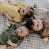 "Larrisa Baby" Butter Yellow Polo Romper-Little Windmill Clothing Co