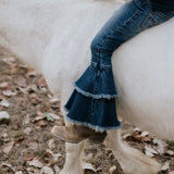 LW Dark Wash Bell Bottom Flare Jeans-Little Windmill Clothing Co
