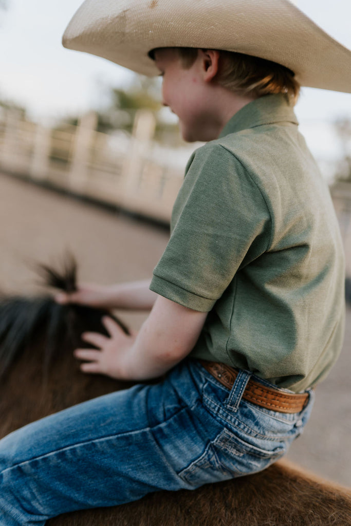 "Keith" Khaki Green Boy's Polo-Little Windmill Clothing Co