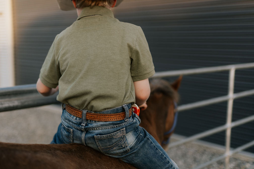 "Keith" Khaki Green Boy's Polo-Little Windmill Clothing Co