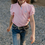 "Keira" Baby Pink Ruffle Polo-Little Windmill Clothing Co