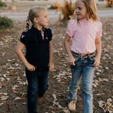 "Leah" Classic Navy Ruffle Polo-Little Windmill Clothing Co