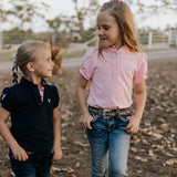 "Keira" Baby Pink Ruffle Polo-Little Windmill Clothing Co