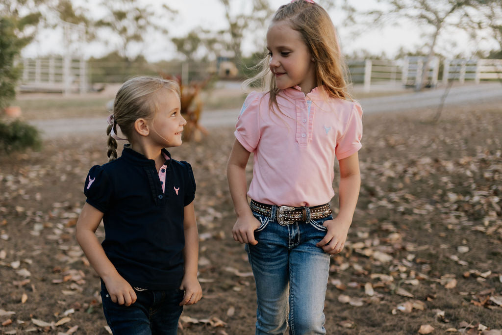 "Keira" Baby Pink Ruffle Polo-Little Windmill Clothing Co