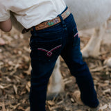 Little Windmill girls bootcut jeans worn by girl showing timeless bootcut country style