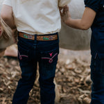 Little Windmill girls bootcut jeans back view showing relaxed fit and quality girls denim