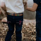 Little Windmill girls bootcut jeans back view showing relaxed fit and quality girls denim