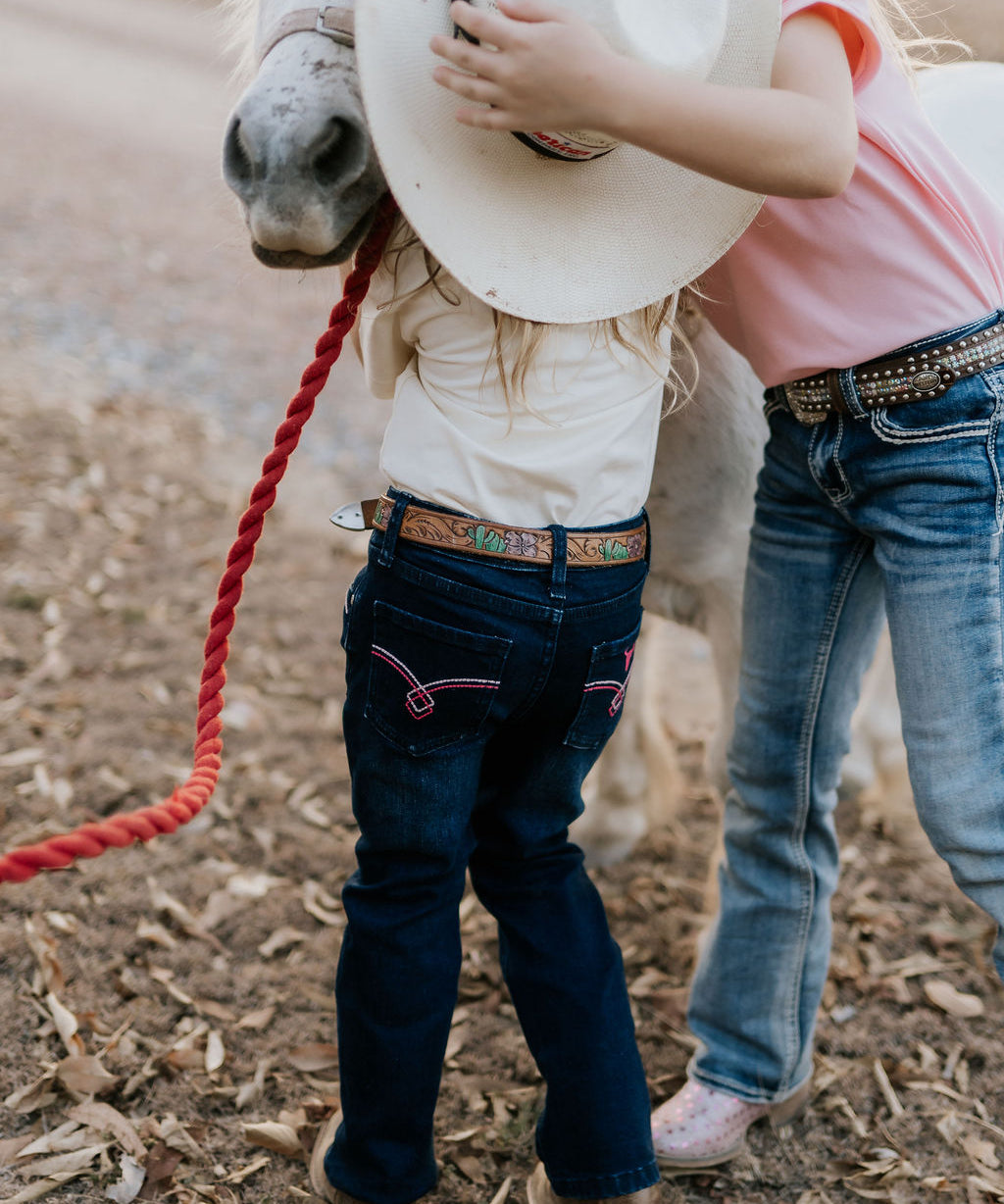 Little Windmill girls bootcut jeans front view showing classic girls bootcut denim jeans