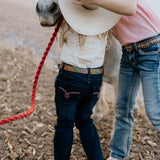 Little Windmill girls bootcut jeans front view showing classic girls bootcut denim jeans