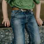 LIMITED EDITION Embroidered Tee - Kids - MOSS GREEN-Little Windmill Clothing Co
