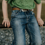 LIMITED EDITION Embroidered Tee - Kids - MOSS GREEN-Little Windmill Clothing Co