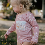 Filly floral cotton jumpsuit front view showing beautiful floral print on relaxed cotton jumpsuit
