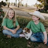 LIMITED EDITION Embroidered Tee - Kids - MOSS GREEN-Little Windmill Clothing Co