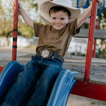 LIMITED EDITION Embroidered Tee - Kids - DUST BROWN-Little Windmill Clothing Co