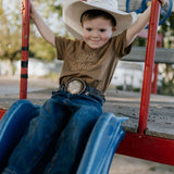 LIMITED EDITION Embroidered Tee - Kids - DUST BROWN-Little Windmill Clothing Co