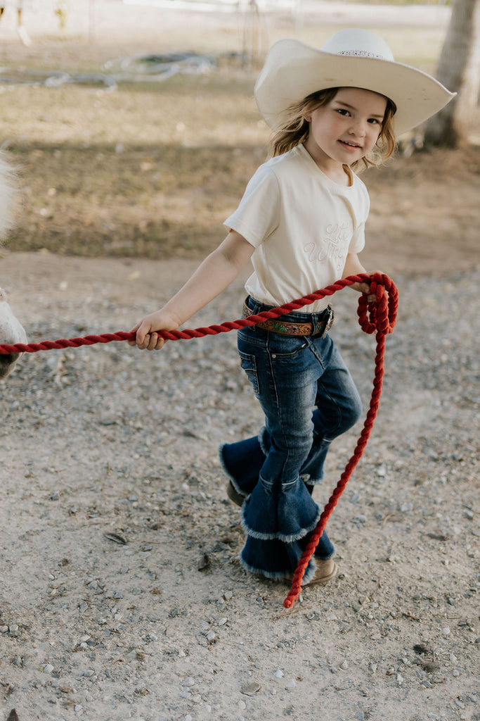 LIMITED EDITION Embroidered Tee - Kids - CREAM-Little Windmill Clothing Co