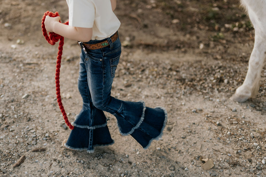 LW Dark Wash Bell Bottom Flare Jeans-Little Windmill Clothing Co