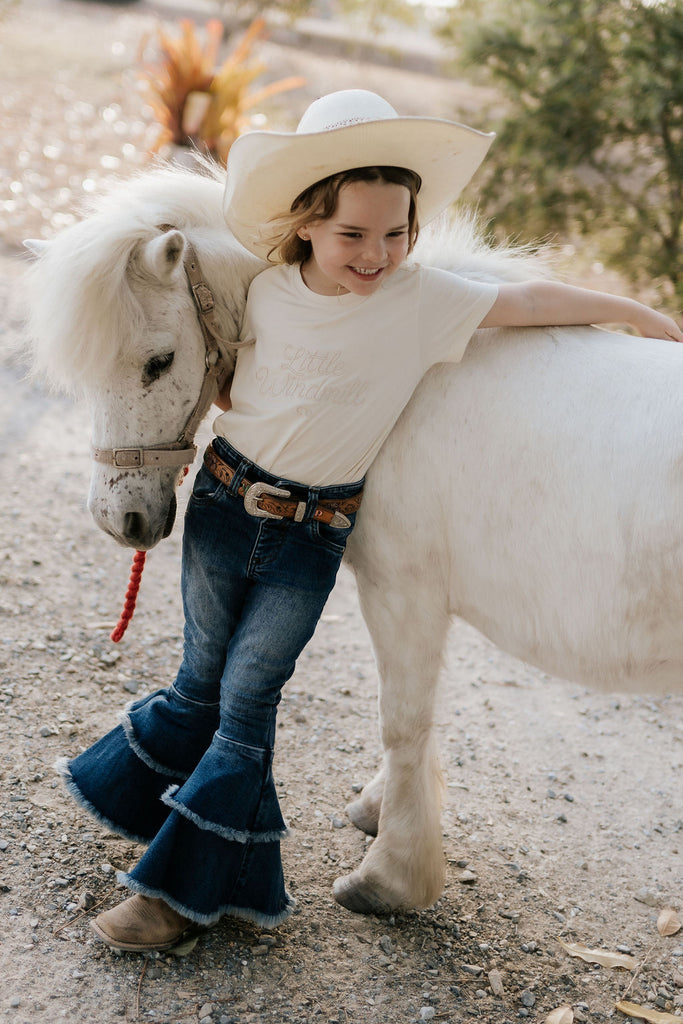 LW Dark Wash Bell Bottom Flare Jeans-Little Windmill Clothing Co