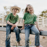 LIMITED EDITION Embroidered Tee - Kids - MOSS GREEN-Little Windmill Clothing Co
