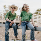 LIMITED EDITION Embroidered Tee - Kids - MOSS GREEN-Little Windmill Clothing Co